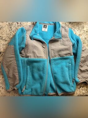 The North Face Kids Teal and Gray Fleece Jacket